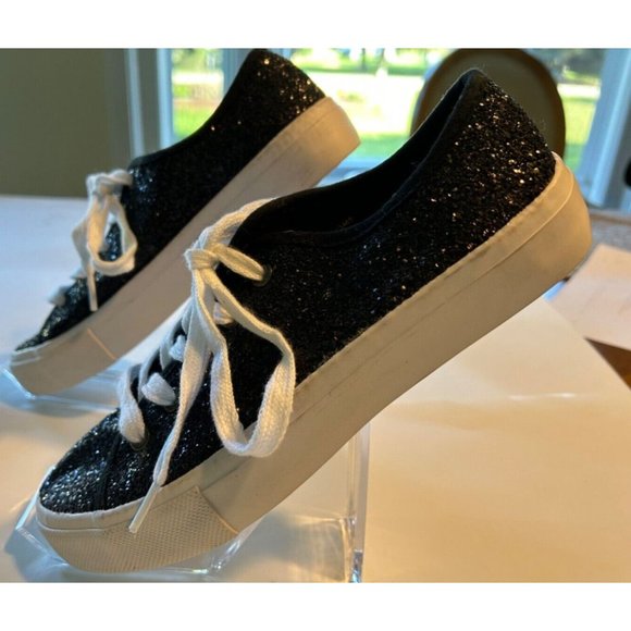 Women's Torrid Sneakers Size 7 Tie Black Sparkles - Picture 5 of 7